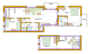 Ein Grundrissplan des Appartement Staffkogel