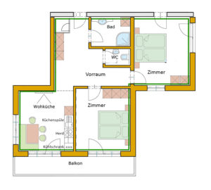 Der Grundrissplan des Appartement Penhab