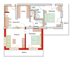 Der Grundrissplan des Appartement Zwölferkogel